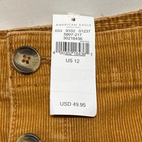 American Eagle Women's Skirt Corduroy Size 12 Golden Brown High Rise A-Line NWT - Picture 3 of 14